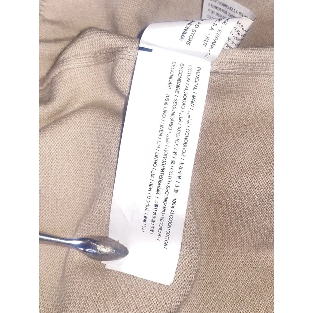 Adolfo Dominguez Men's XL Beige Full-Zip Knit Linen Hybrid Bomber Jacket Sweater